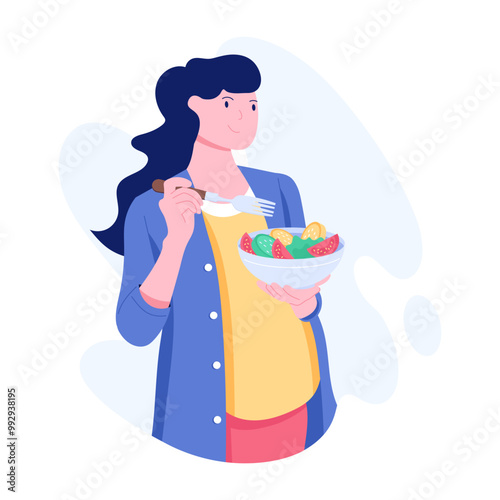 A flat style illustration of pregnancy food 