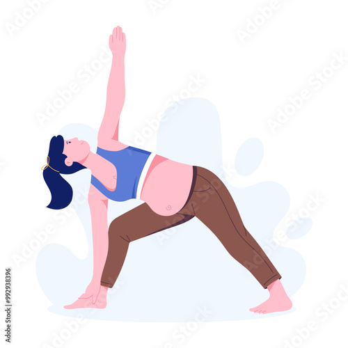 A woman doing a pregnancy workout, a flat style illustration 