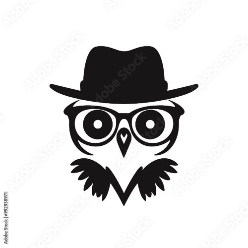 Owl Cartoon Mascot Character Wearing a Hat