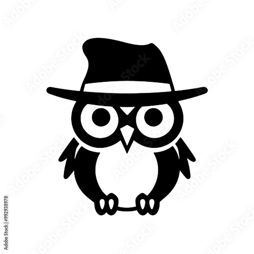 Owl Cartoon Mascot Character Wearing a Hat