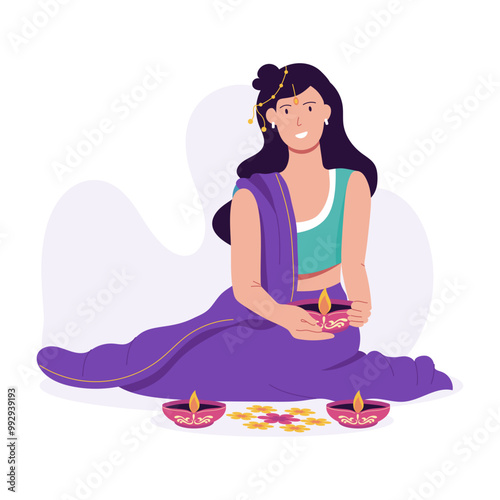 Character based flat illustration of oil lamps 