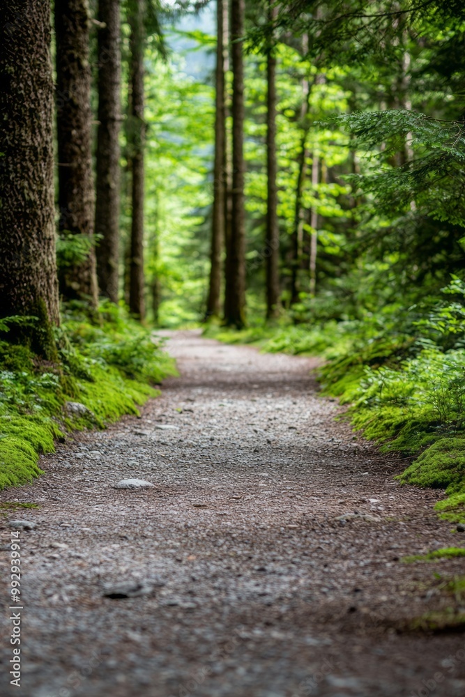 A Quiet Nature Trail Lined With Tall Trees And Soft Moss. The Serene Setting Promotes Mindfulness And Connection A Quiet Nature Trail Lined With Tall Trees And Soft Moss. The Serene Setting Promotes Mindfulness And Connection