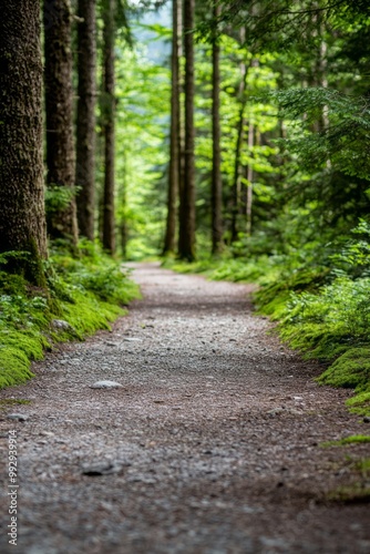 A Quiet Nature Trail Lined With Tall Trees And Soft Moss. The Serene Setting Promotes Mindfulness And Connection