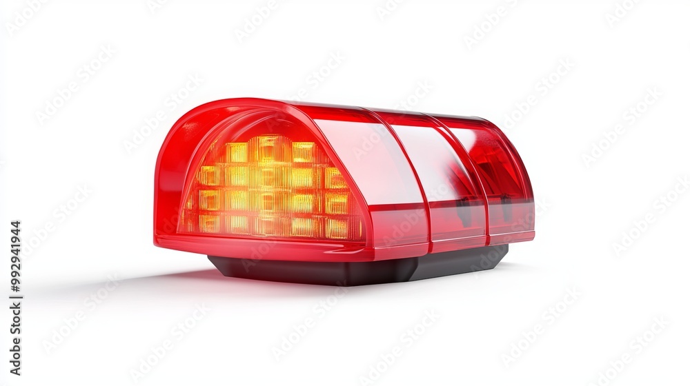 Red emergency light for police vehicles. Warning light with siren and buzzer. Isolated with clipping path. Red emergency light for police vehicles. Warning light with siren and buzzer. Isolated with clipping path.