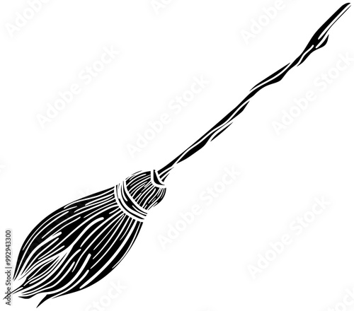 witch illustration broom silhouette stick logo magic icon broomstick outline witcher witchcraft party brush besom spooky magician tattoo witch broom shape for vector graphic background