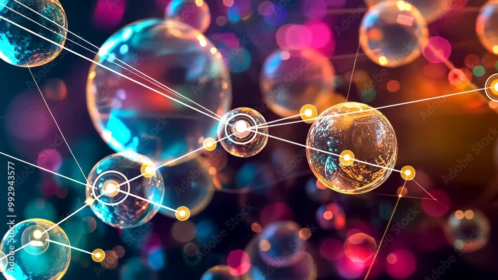 Network connecting transparent earth globes inside bubbles Network connecting transparent earth globes inside bubbles