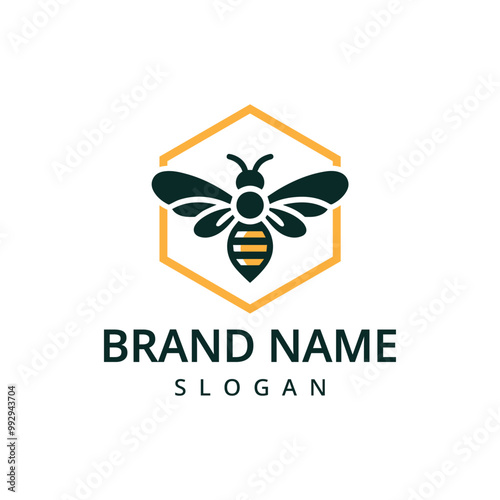 Bee logo insect honey Bee modern minimalist business logo icon editable vector
