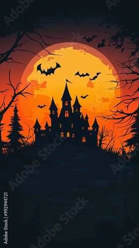cartoon halloween party castle illustration background