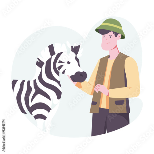 Cute zebra illustration in flat style