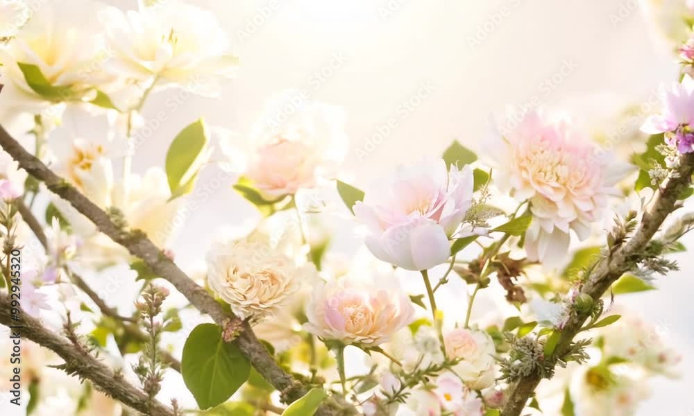 Floral Delight: Soft Pastel Roses in the Sunlight Floral Delight: Soft Pastel Roses in the Sunlight