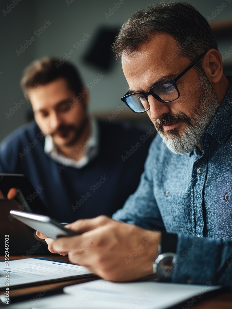 Professional Businessman Looking at Tablet Professional Businessman Looking at Tablet