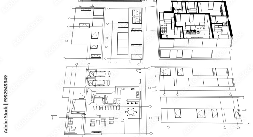 house architectural project sketch 3d illustration house architectural project sketch 3d illustration