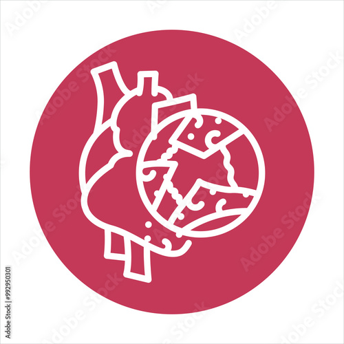 Thrombosis of the heart line black icon. Signs for web page