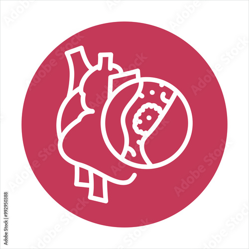 Thrombosis of the heart line black icon. Signs for web page