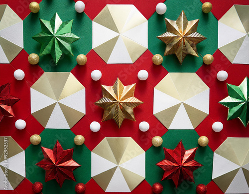 a festive geometric Christmas wallpaper that features a harmonious blend of tradition Background