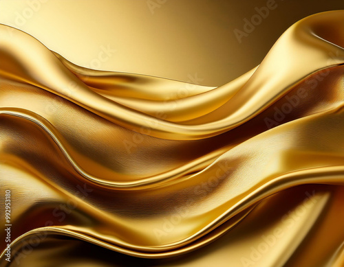 Abstract gold gradient background. Minimalistic subtle wavy golden silk texture