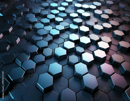 A Futuristic 3D background featuring a pattern of interlocking hexagons