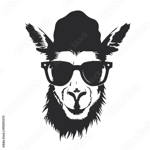 black and white Llama stock illustration