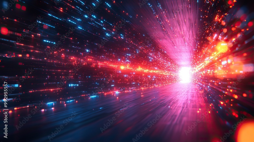 An abstract high-speed technology background with a POV motion blur represents the e-learning environment.
