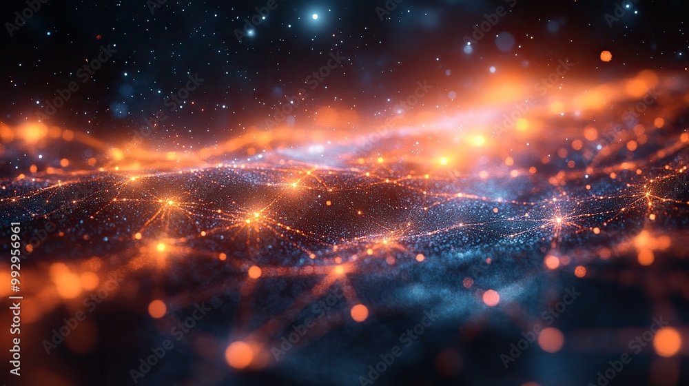 Fototapeta premium An abstract technology background concept with interconnected lines and elements, emphasizing the digital connectivity and innovation.