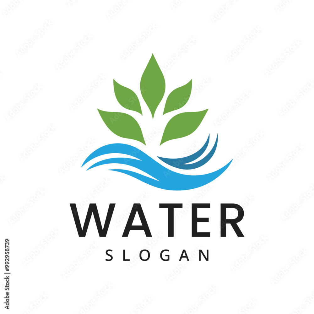 custom made wallpaper toronto digitalWater with leaf logo design illustration idea