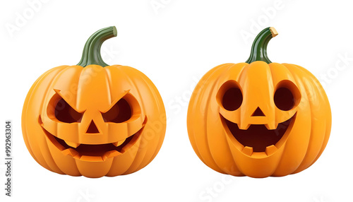 3d rendering halloween pumpkins isolated on transparent background, PNG file add