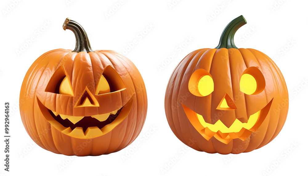 3d rendering halloween pumpkins isolated on transparent background, PNG file add 3d rendering halloween pumpkins isolated on transparent background, PNG file add
