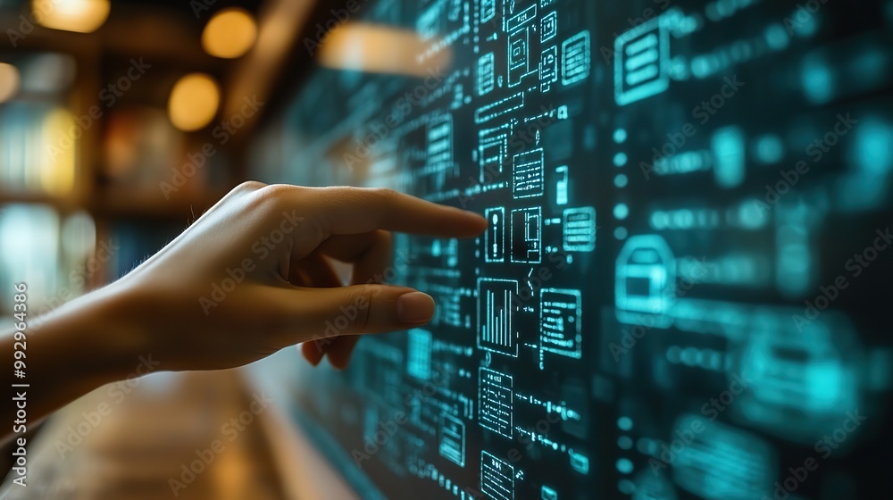 An edtech concept with a hand pressing a button on a screen emphasizes the ease of accessing education technology and e-learning. An edtech concept with a hand pressing a button on a screen emphasizes the ease of accessing education technology and e-learning.