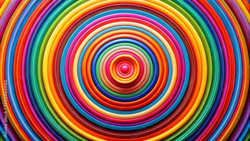 The concentric pattern in vibrant hues creates an eye-catching and interactive visual design element, enriching the