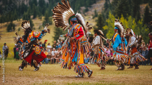 Vibrant Native American Powwow: Dancers, Drummers, and Cultural Celebration
