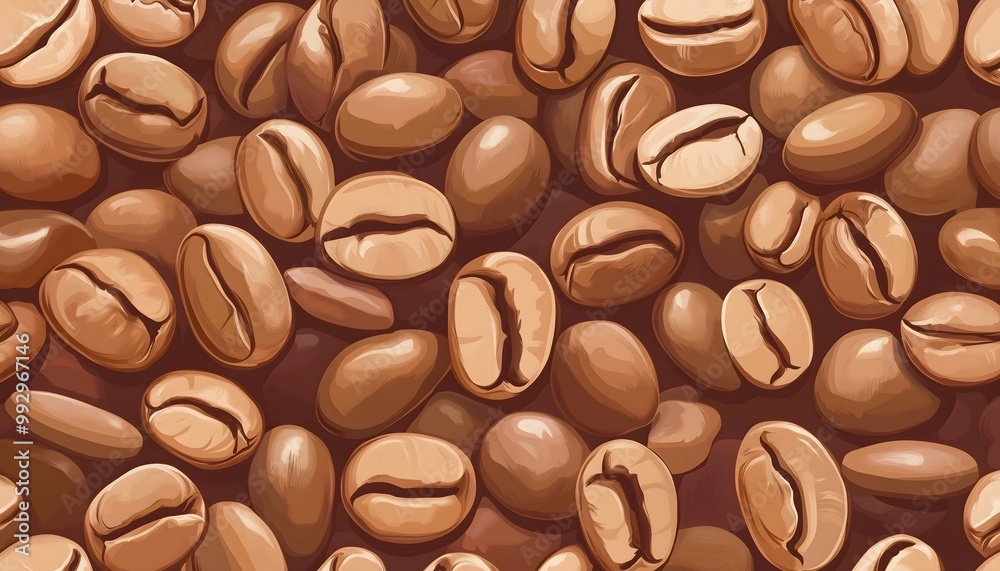 Obraz premium A bright and seamless illustration of coffee beans