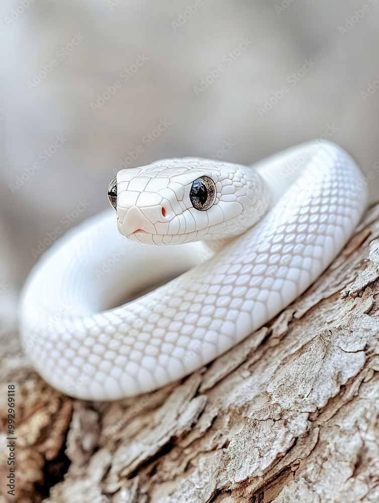 Fototapeta premium 巳年の年賀状背景／神様のような白蛇 Generative AI