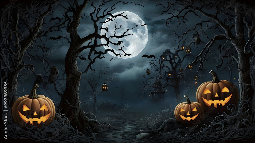 Fototapeta premium halloween background with pumpkin, ai generated