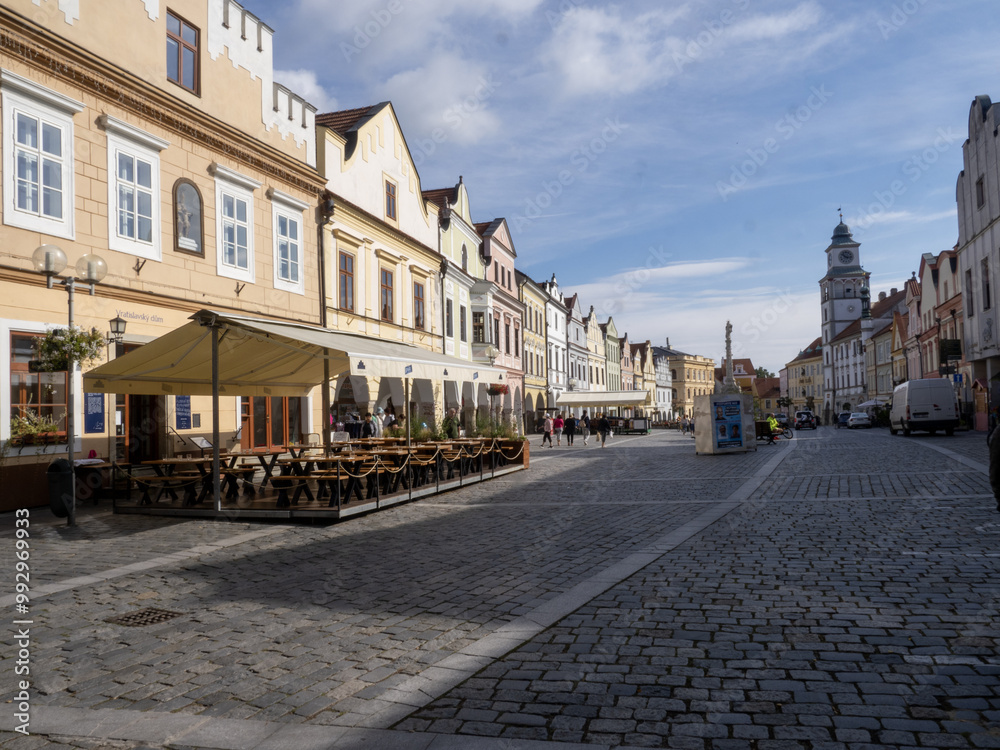 Original houses on the historic Třeboň Square, Czech Republic