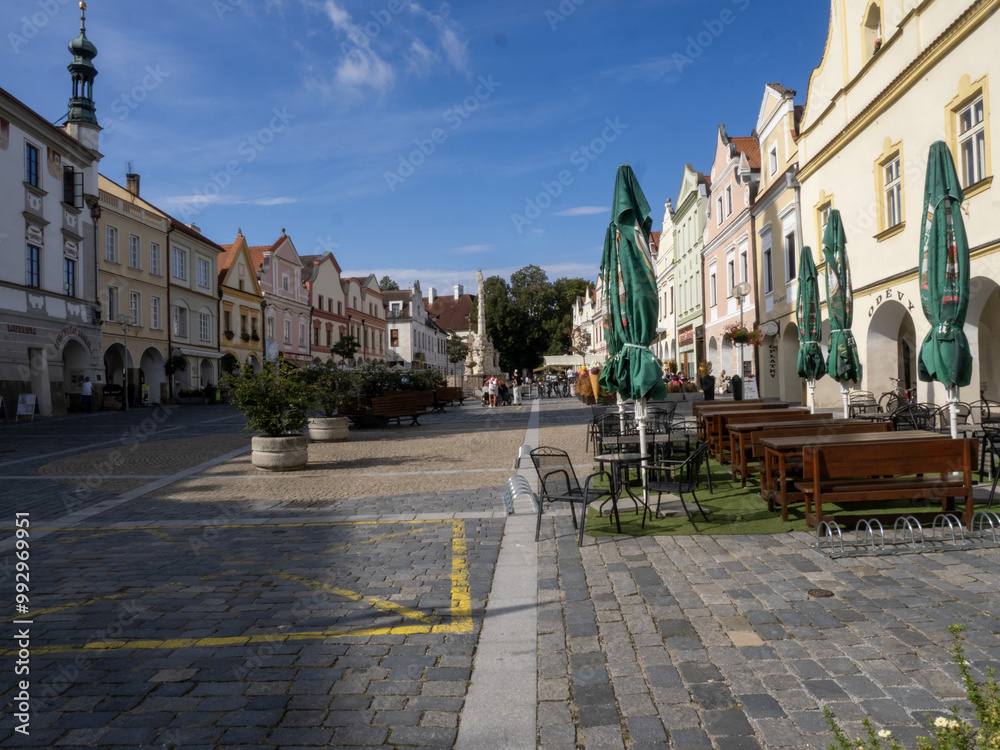Original houses on the historic Třeboň Square, Czech Republic