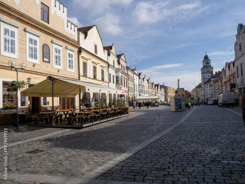 Obraz na płótnie Original houses on the historic Třeboň Square, Czech Republic w salonie