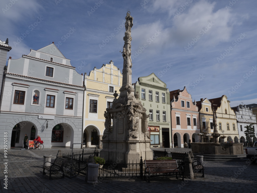 Original houses on the historic Třeboň Square, Czech Republic