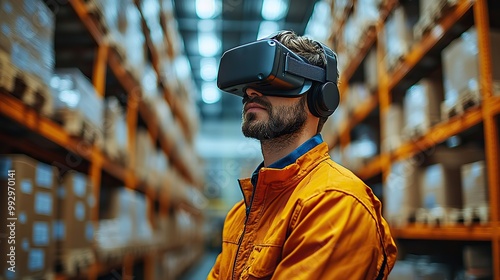 An exploration of virtual reality in a modern warehouse setting highlights the role of VR in enhancing industrial operations.