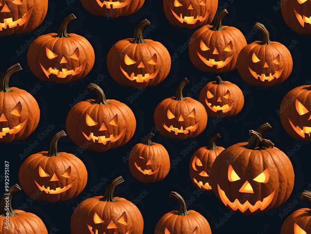 seamless pattern carving pumpkin jack o lantern background seamless pattern carving pumpkin jack o lantern background