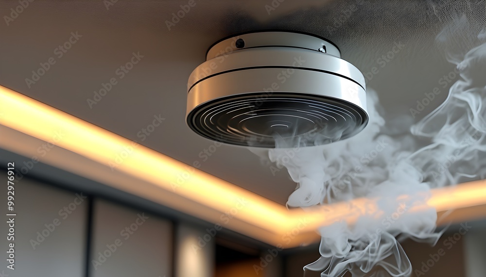 Ceiling-mounted smoke detector for fire alarm safety and smoke ...