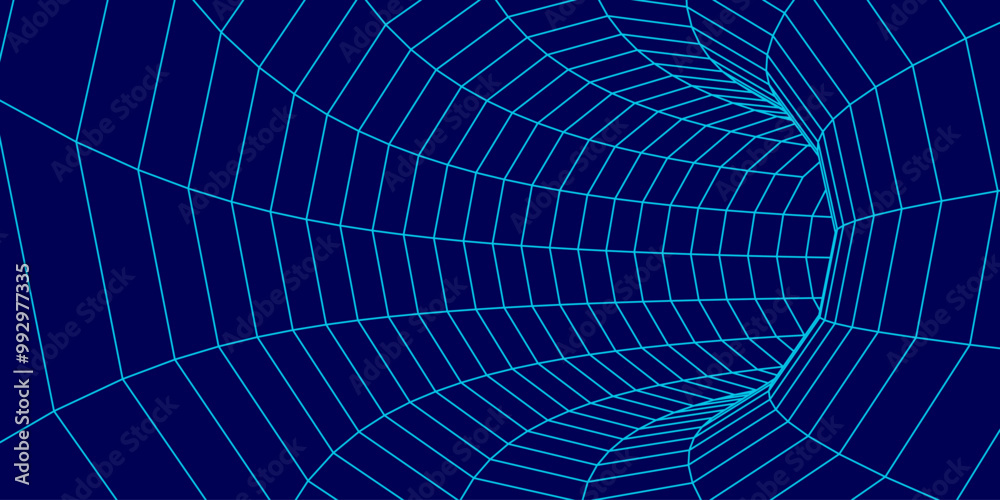 Wireframe abstract tunnel. 3D tunnel grid. Futuristic 3d portal. Network cyber technology. Vector illustration. Wireframe abstract tunnel. 3D tunnel grid. Futuristic 3d portal. Network cyber technology. Vector illustration.