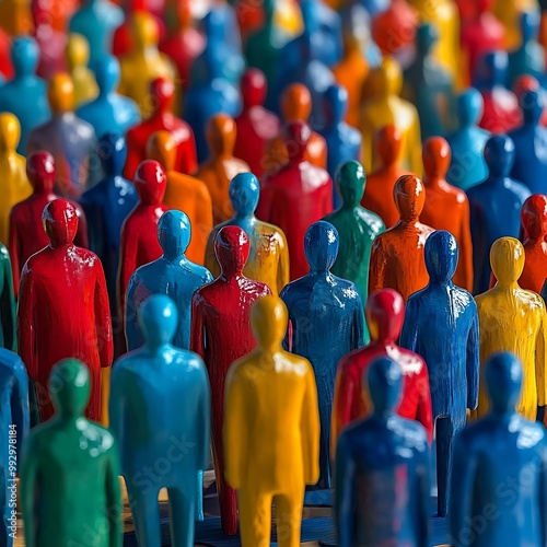 Colorful Crowd 3D Illustration: Unity in Diversity