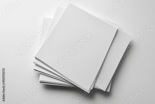 Blank A4 Stacked Paper Mockup isolated created with Generative AI