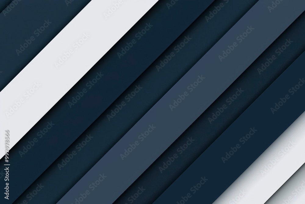 Obraz premium Abstract Geometric Pattern of Overlapping Diagonal Strips in Shades of Blue and White
