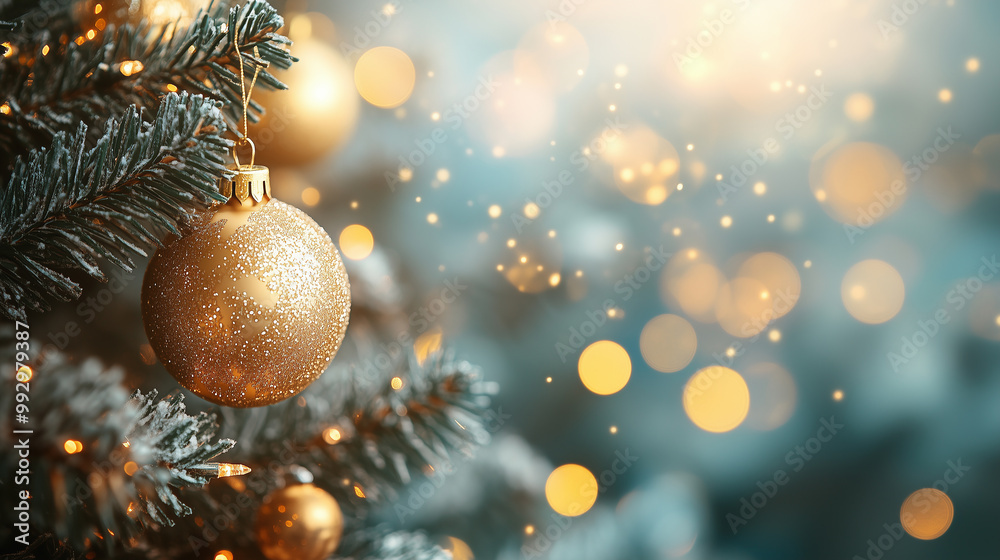 Christmas background. Christmas tree close up with blurred holiday lights, gifts and Christmas backdrops Christmas background. Christmas tree close up with blurred holiday lights, gifts and Christmas backdrops