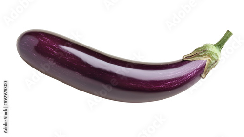 A deep purple eggplant isolated on transparent png.