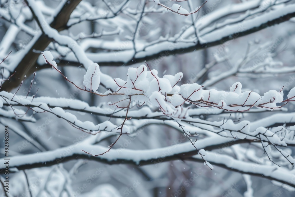 Snow Branches. Winter Nature Scene with Snow-covered Branches Snow Branches. Winter Nature Scene with Snow-covered Branches
