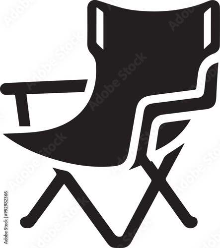 Camping chair Silhouette vector icon black and white