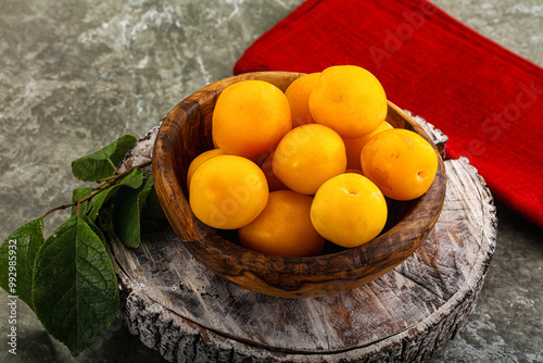 Ripe sweet juicy yellow plum