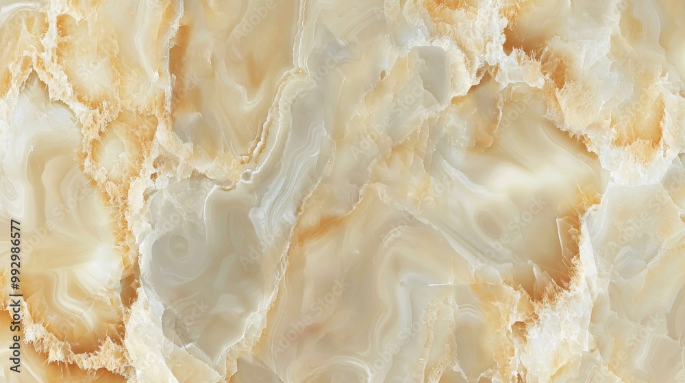 Close-up view of elegant beige onyx stone with intricate patterns and smooth texture, creating a sophisticated ambiance. Close-up view of elegant beige onyx stone with intricate patterns and smooth texture, creating a sophisticated ambiance.
